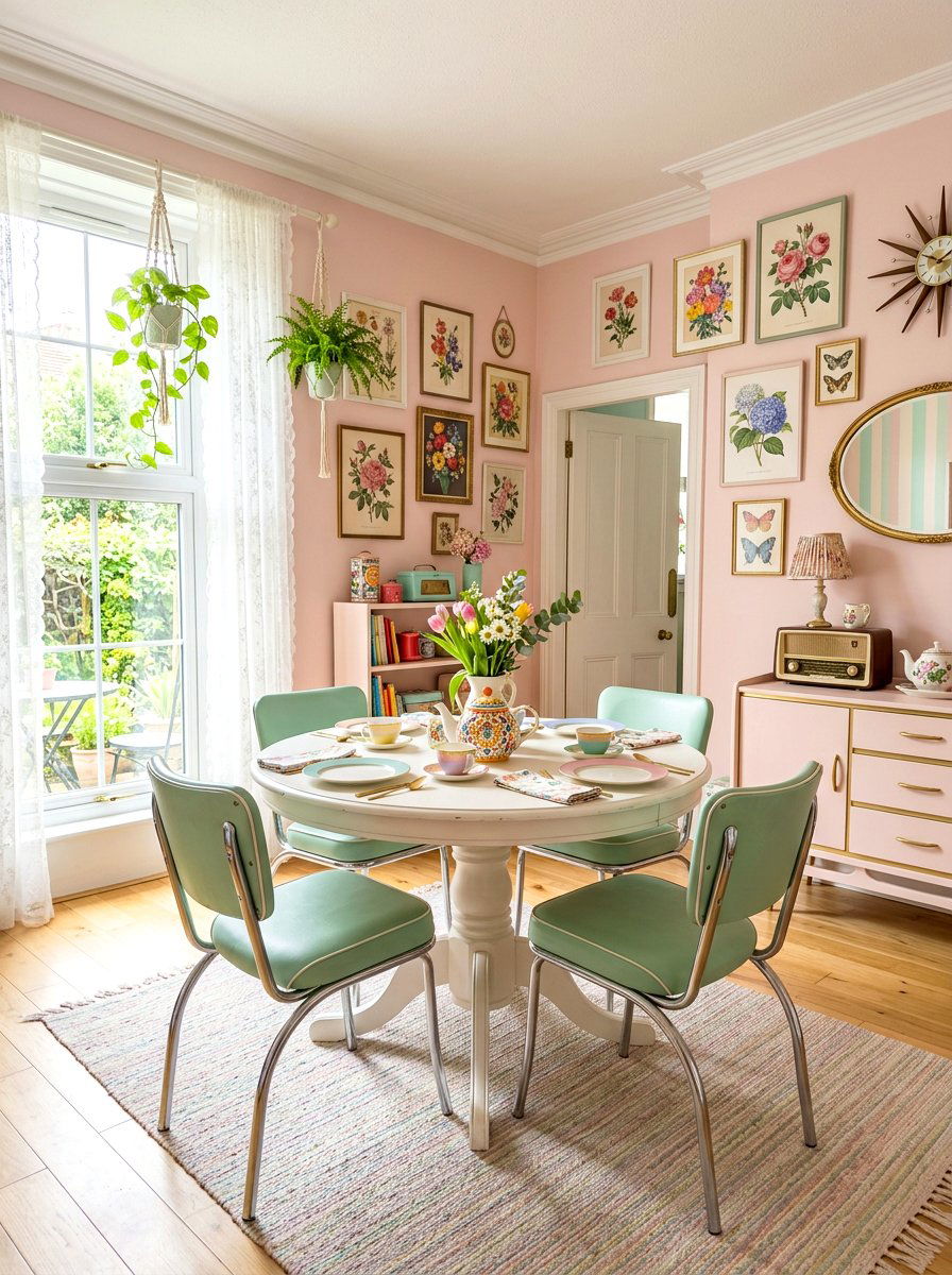 Pastel Pink Retro Dining Room - 30 retro dining room ideas