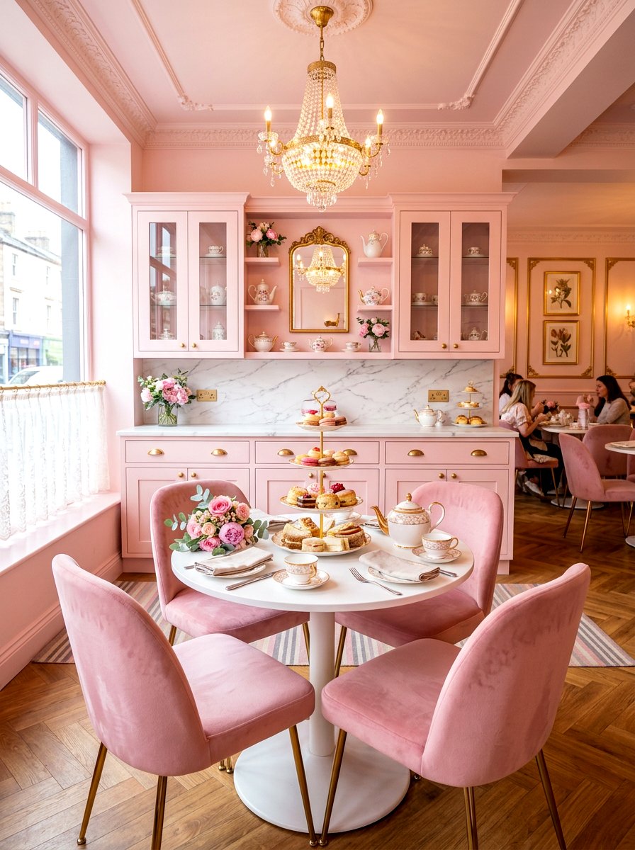 Pastel Pink Tea Room - 30 tea party kitchen ideas