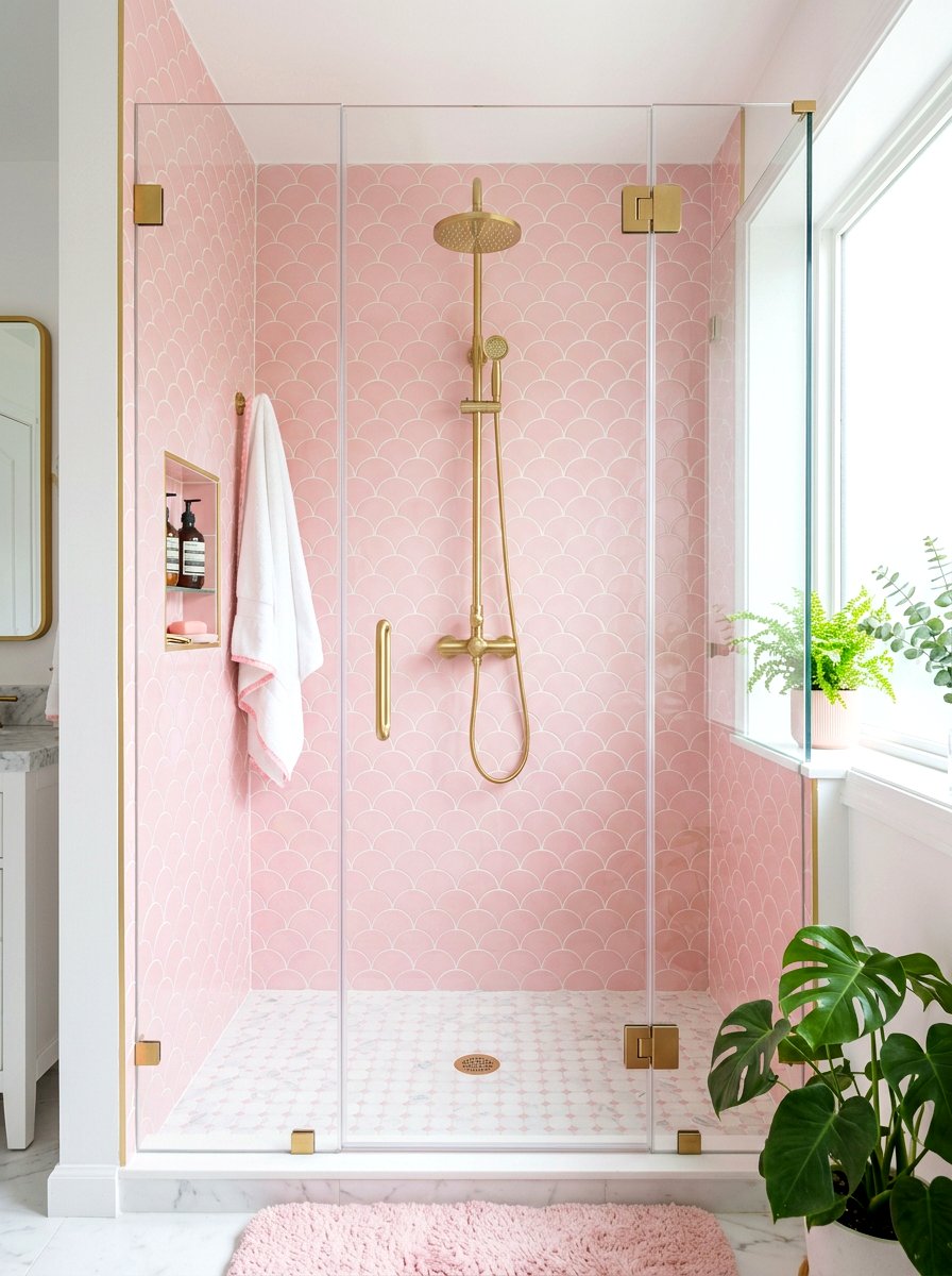 Pastel Pink Tile - 30 fairycore bathroom ideas