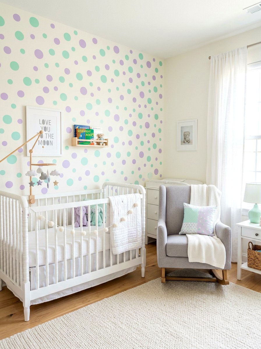 Pastel Polka Dot Wall - 30 nursery accent wall ideas