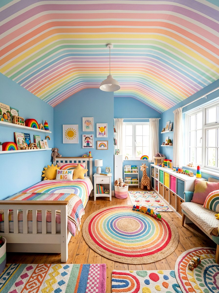 Pastel Rainbow Child Room - 30 wallpaper ceiling ideas