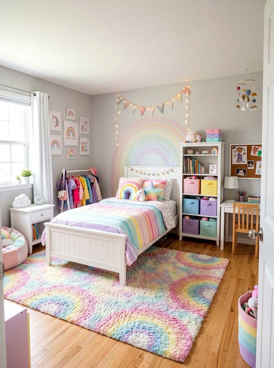 Pastel Rainbow Girl Bedroom - 30 girls bedroom decor ideas