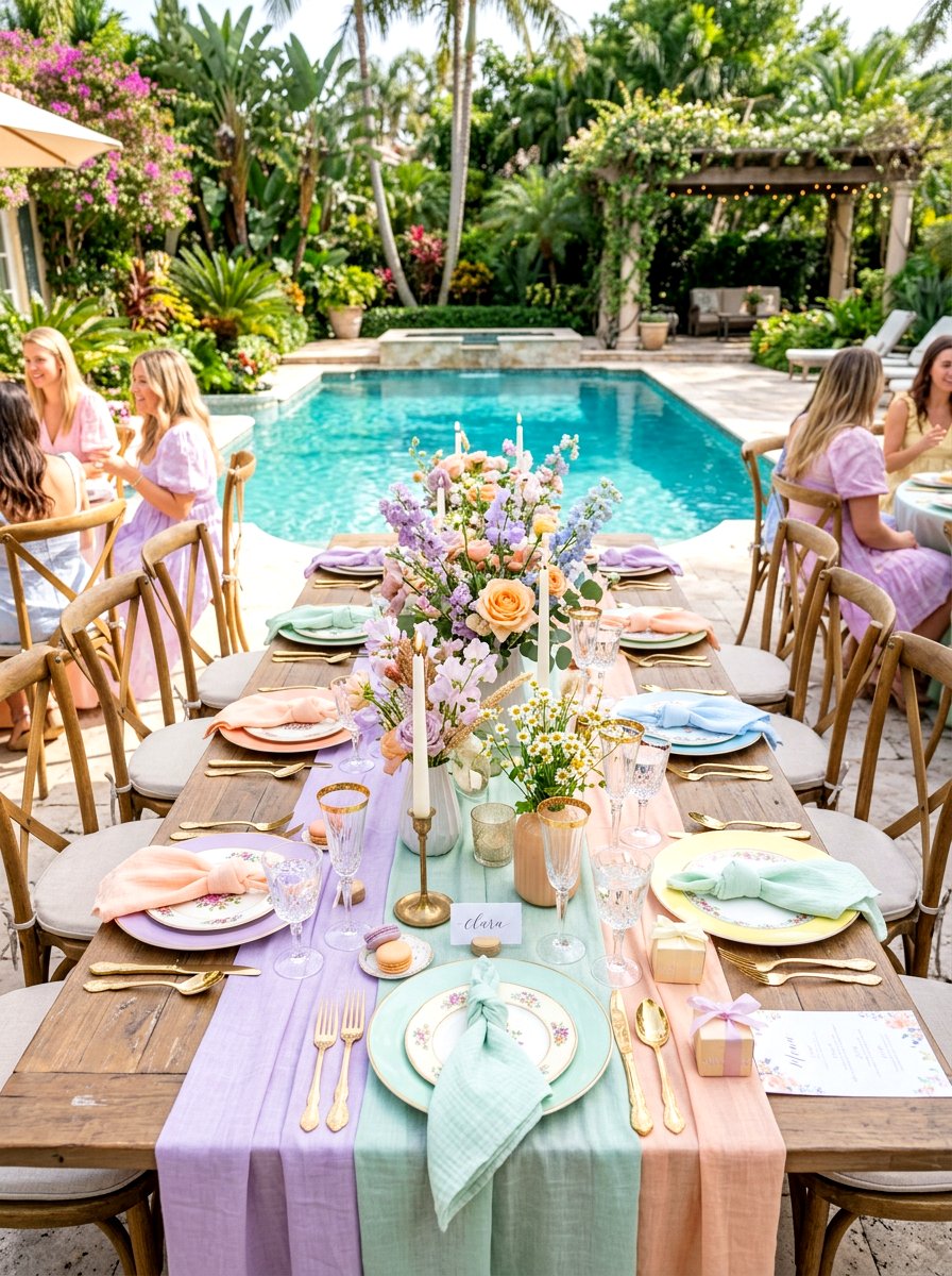 Pastel Rainbow Party - 30 pool party tablescape ideas