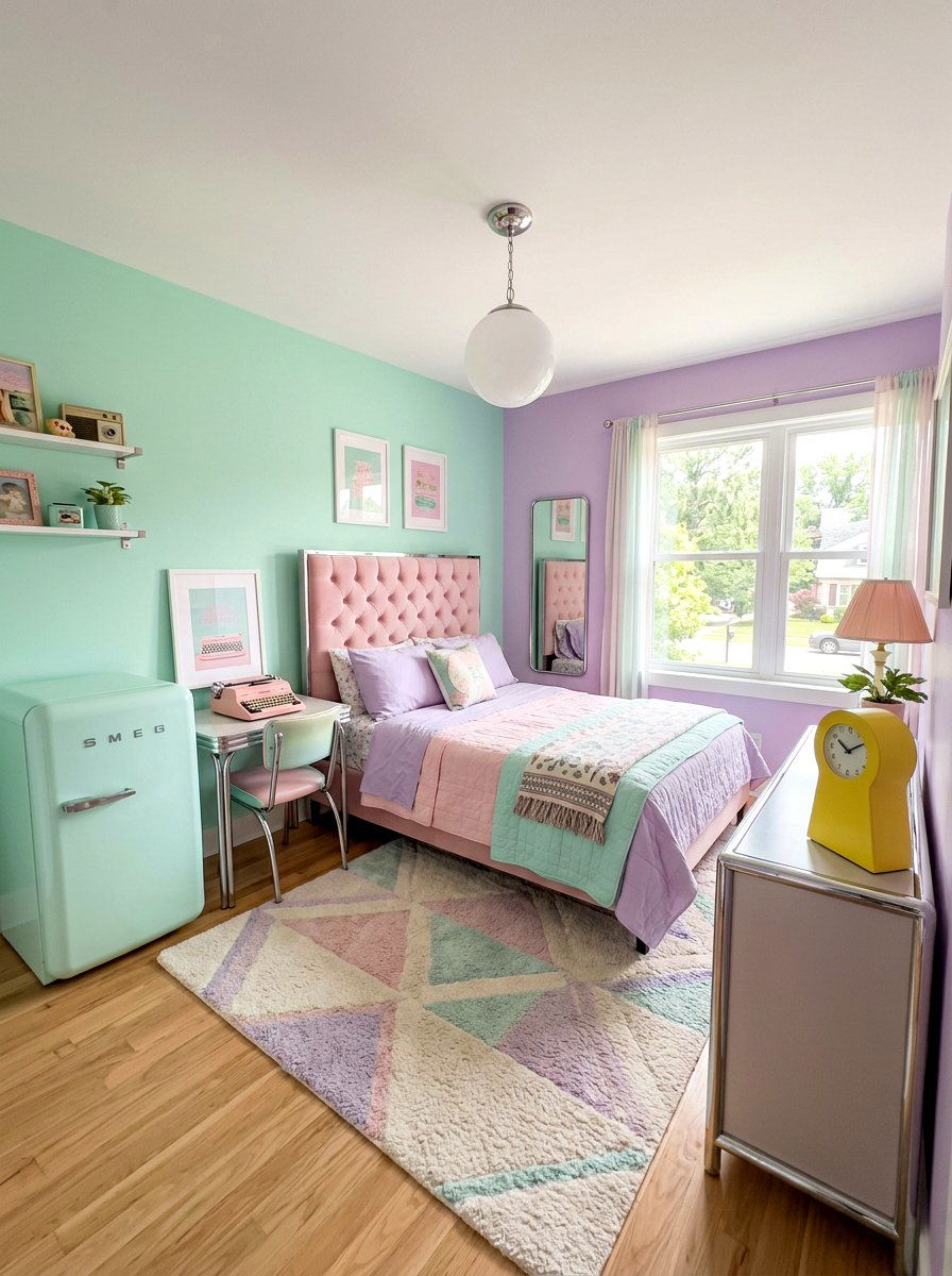 Pastel Retro Bedroom Decor - 30 girl teen room vintage ideas