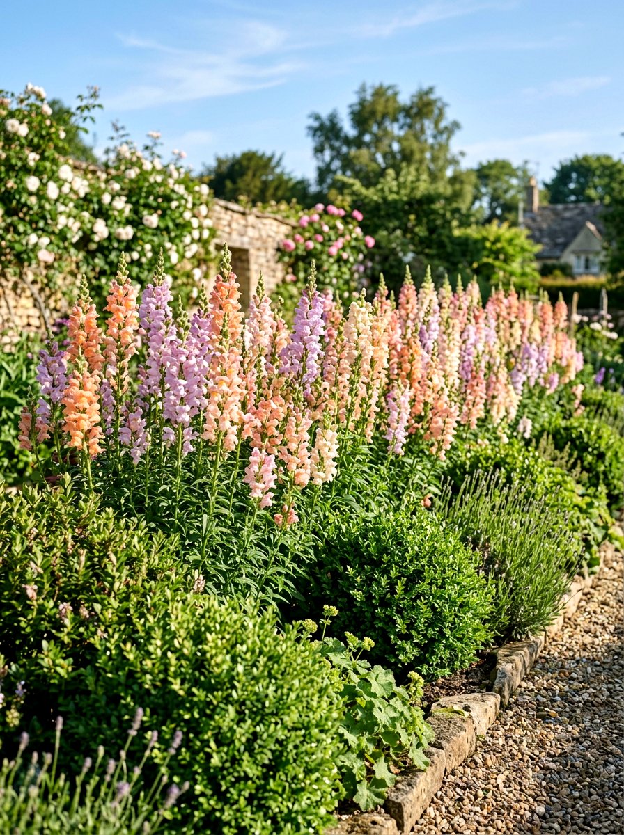 Pastel Snapdragon Row - 30 pastel flower bed ideas