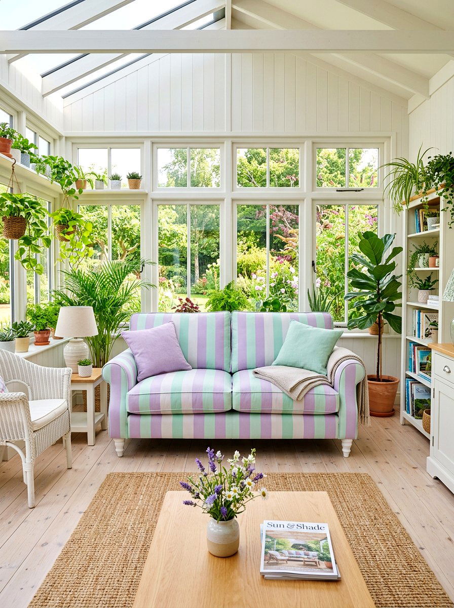 Pastel Stripe Sofa - 30 statement stripe sofa ideas