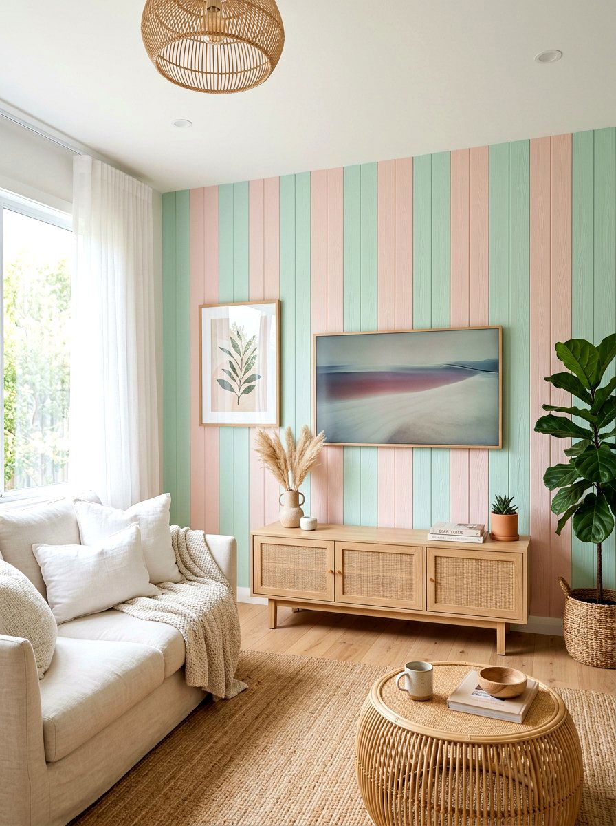 Pastel Stripe Wall Panels - 30 circus stripe living room ideas