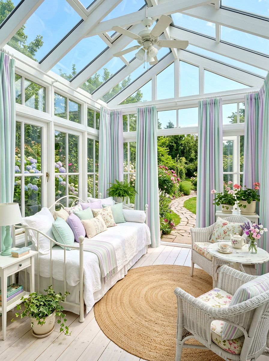 Pastel Striped Sunroom Porch - 30 striped summer porch ideas