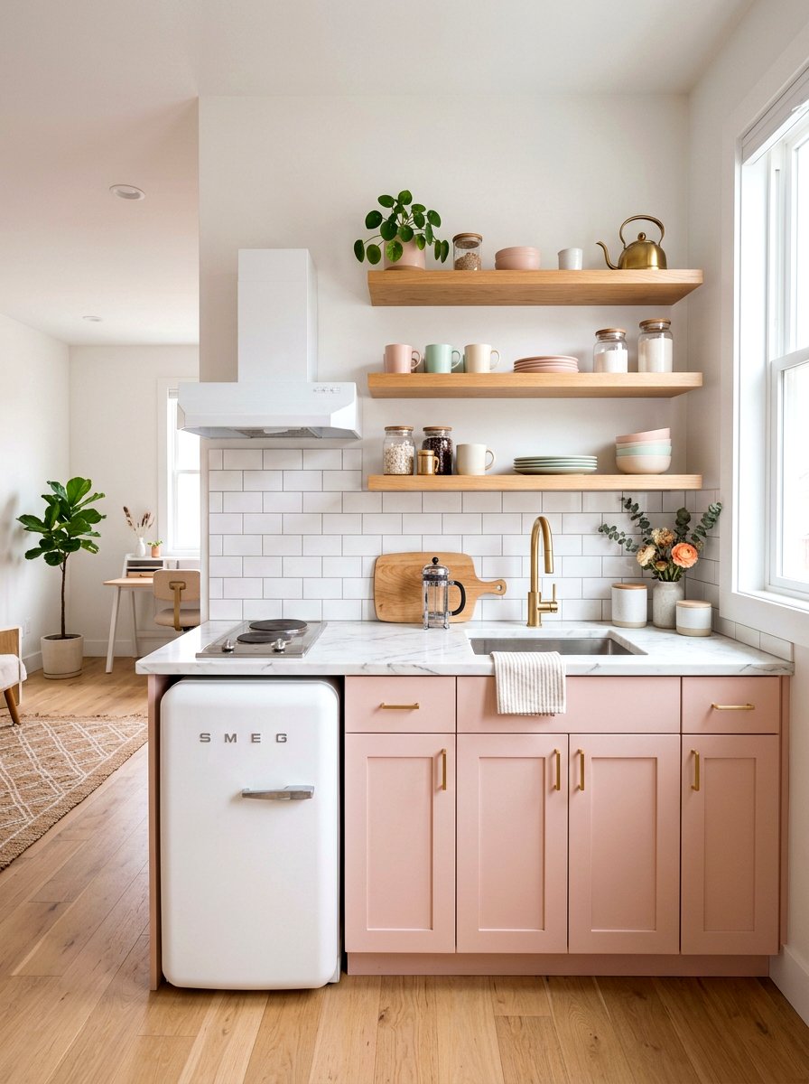 Pastel Studio Kitchenette - 30 studio kitchenette ideas