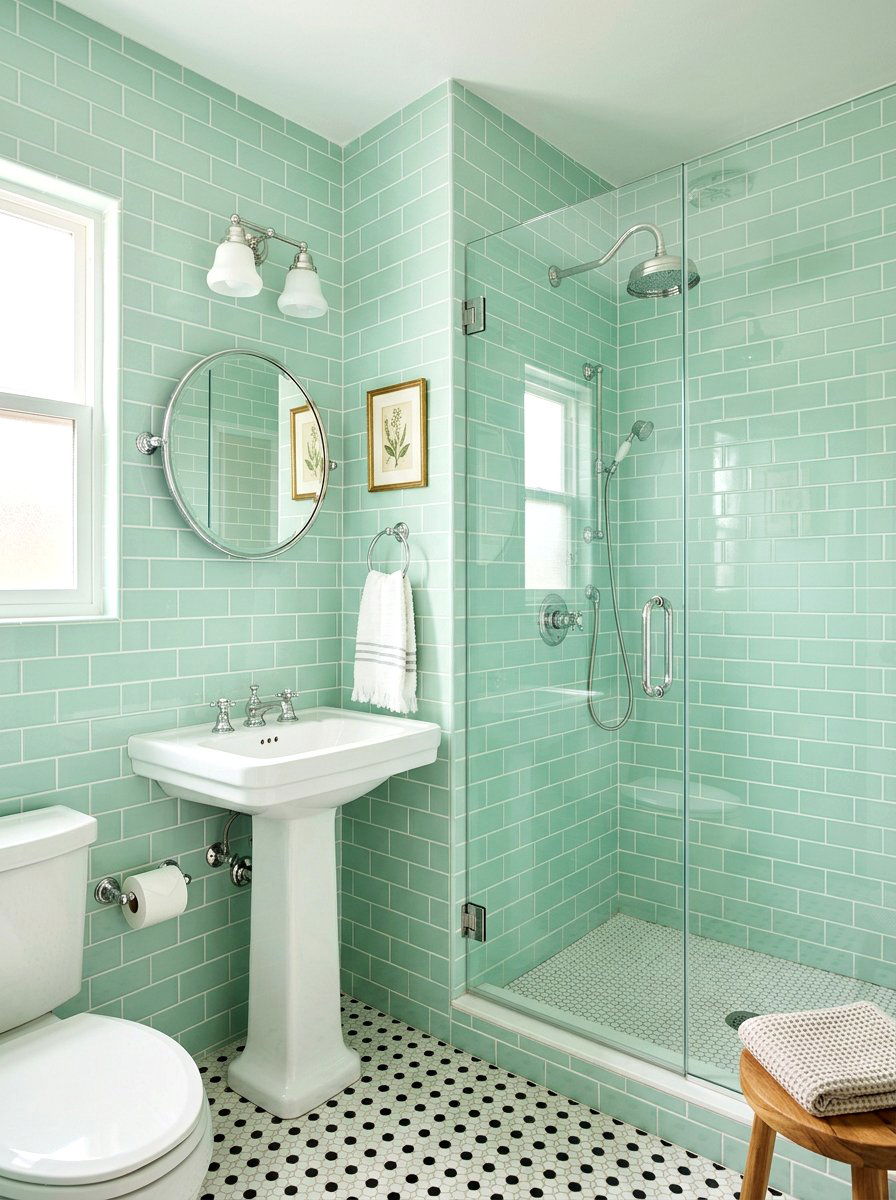 Pastel Subway Tile - 30 granny chic bathroom ideas