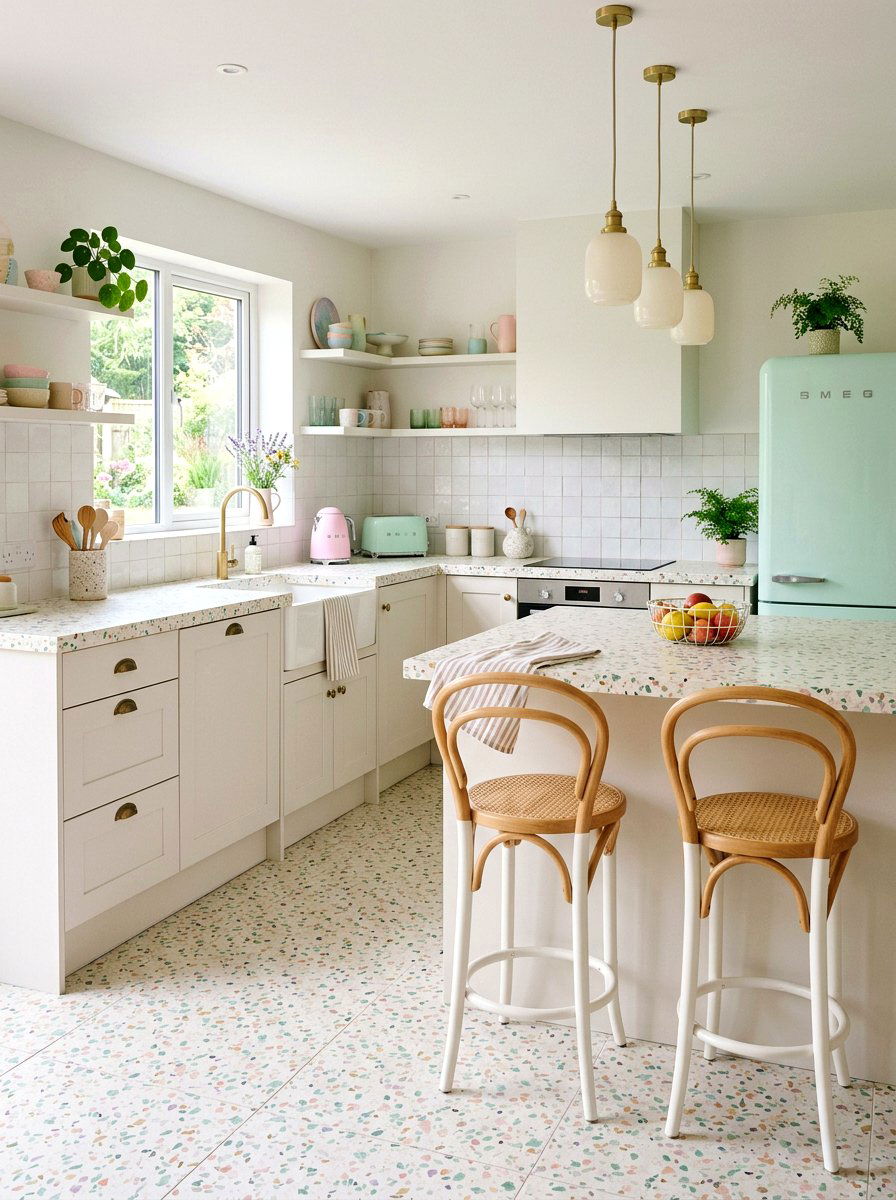 Pastel Terrazzo Kitchen - 30 terrazzo kitchen ideas