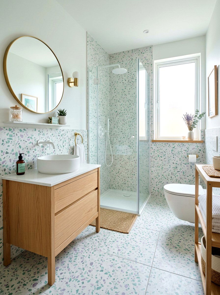Pastel Terrazzo Theme - 30 terrazzo bathroom ideas