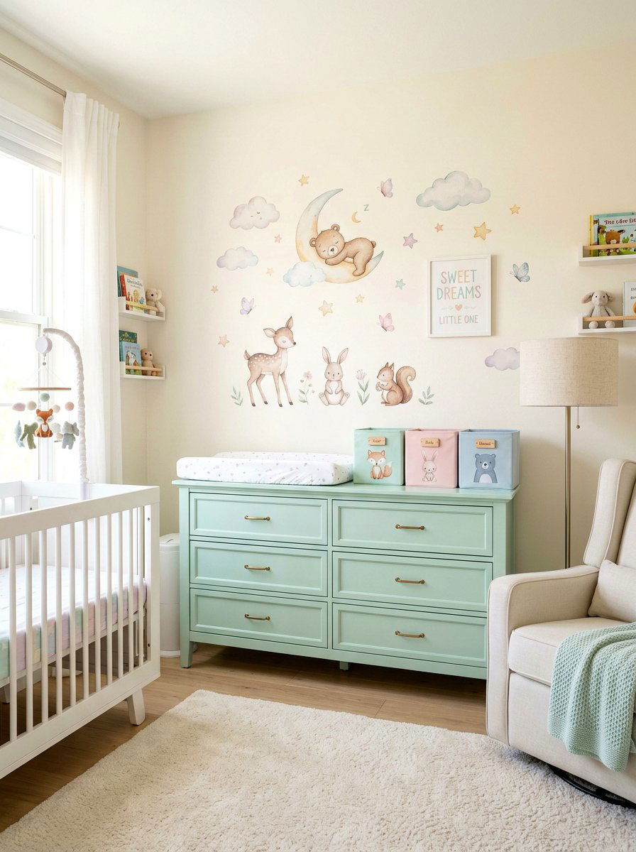 Pastel Theme Nursery Dresser - 30 changing station ideas