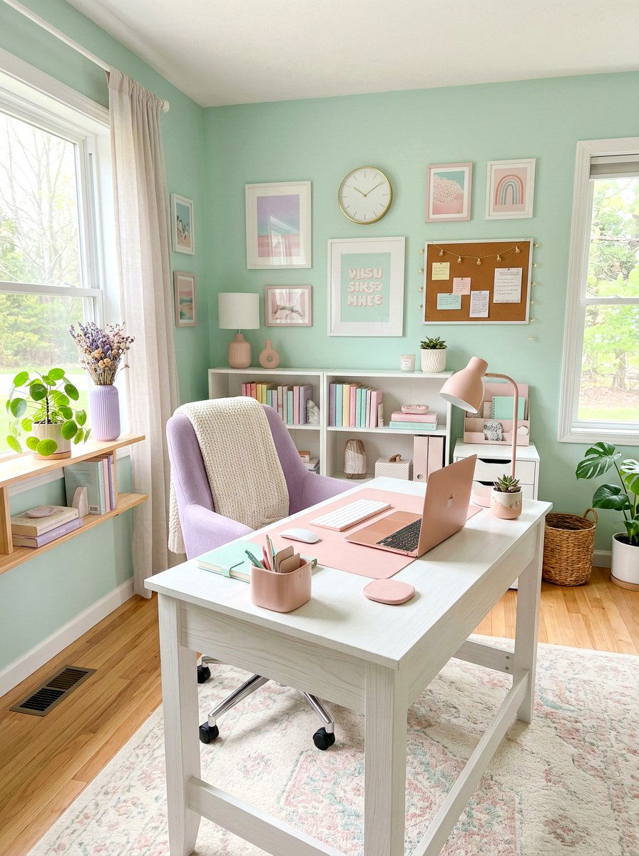Pastel Theme Small Office - 30 cloffice apartment ideas