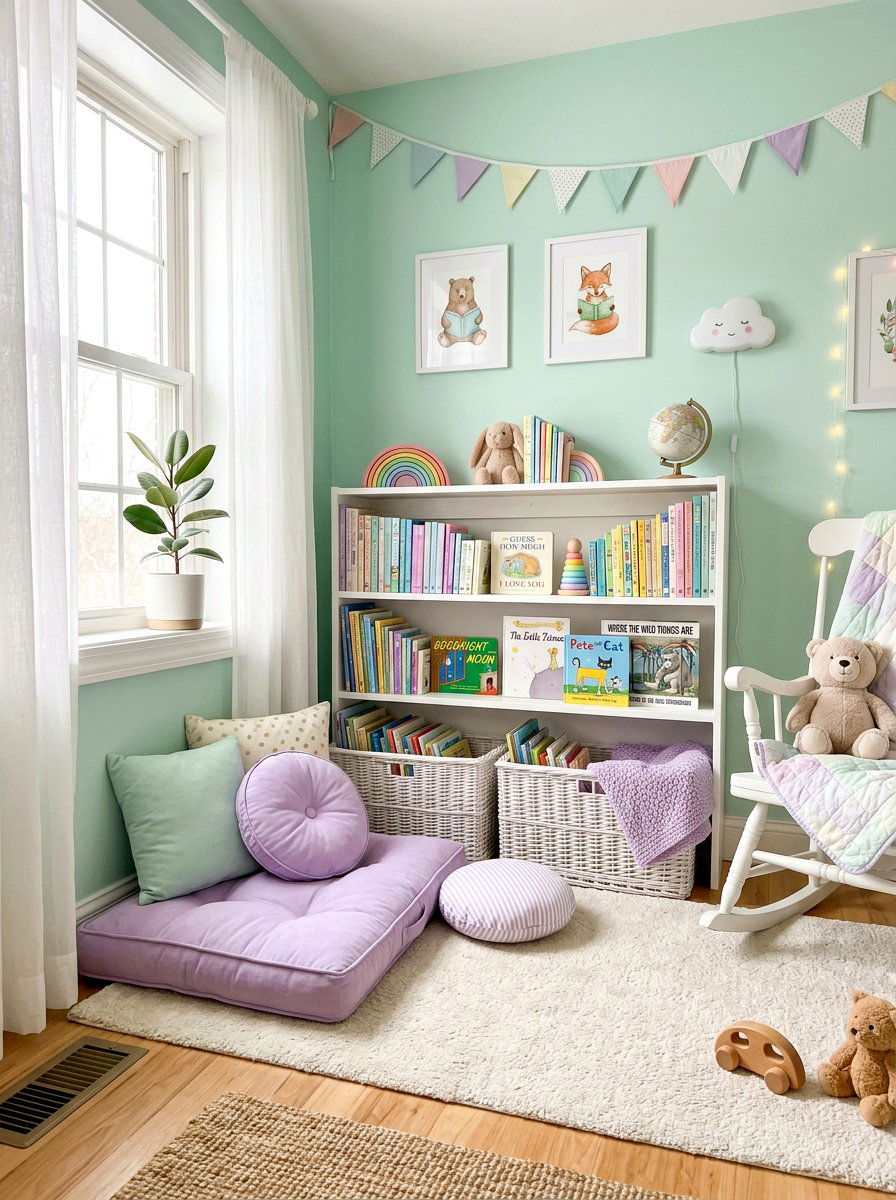 Pastel Themed Book Corner - 30 kids reading nook ideas