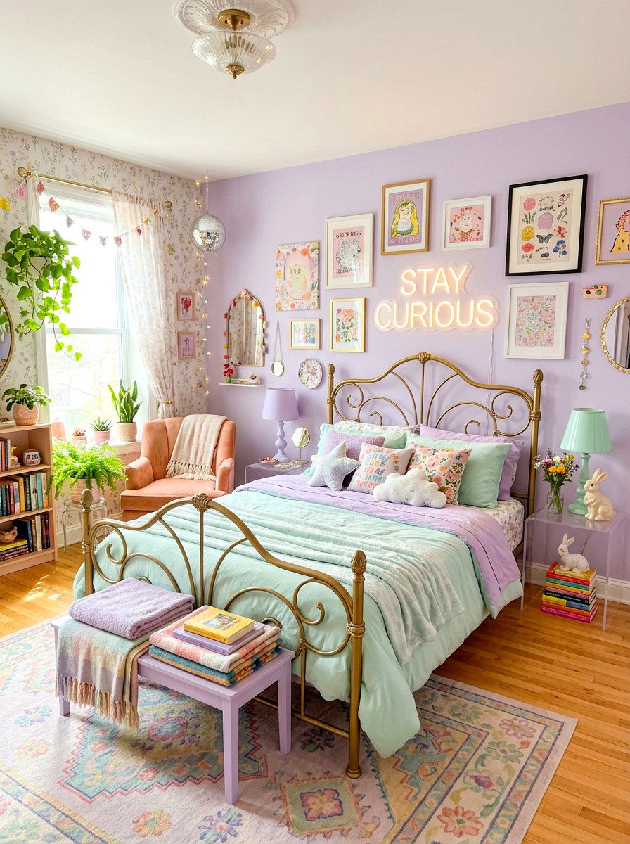 Pastel Whimsical Eclectic Bedroom - 30 eclectic bedroom ideas