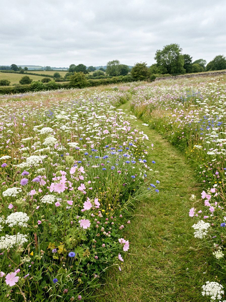 Pastel Wildflower Meadow - 30 pastel flower bed ideas