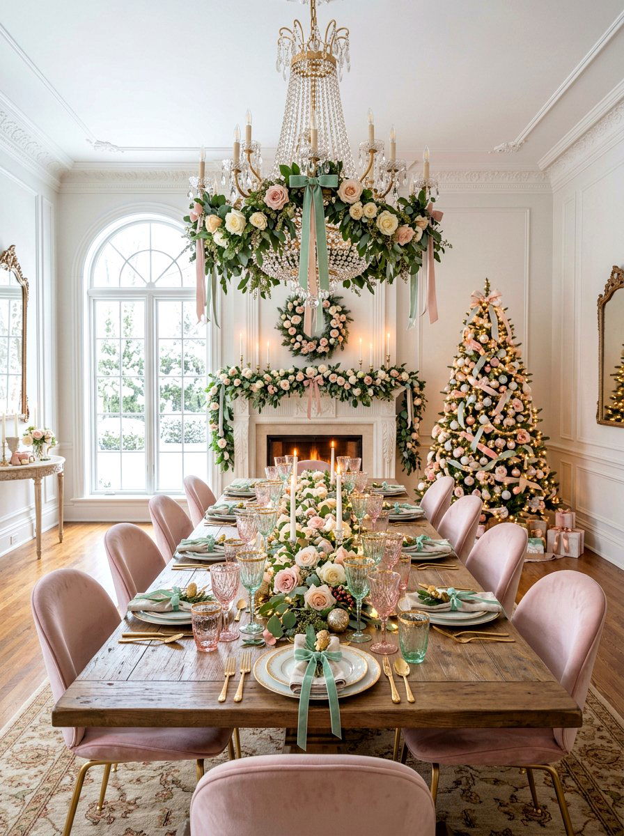 Pastel Winter Dining Room - 30 holiday dining table ideas