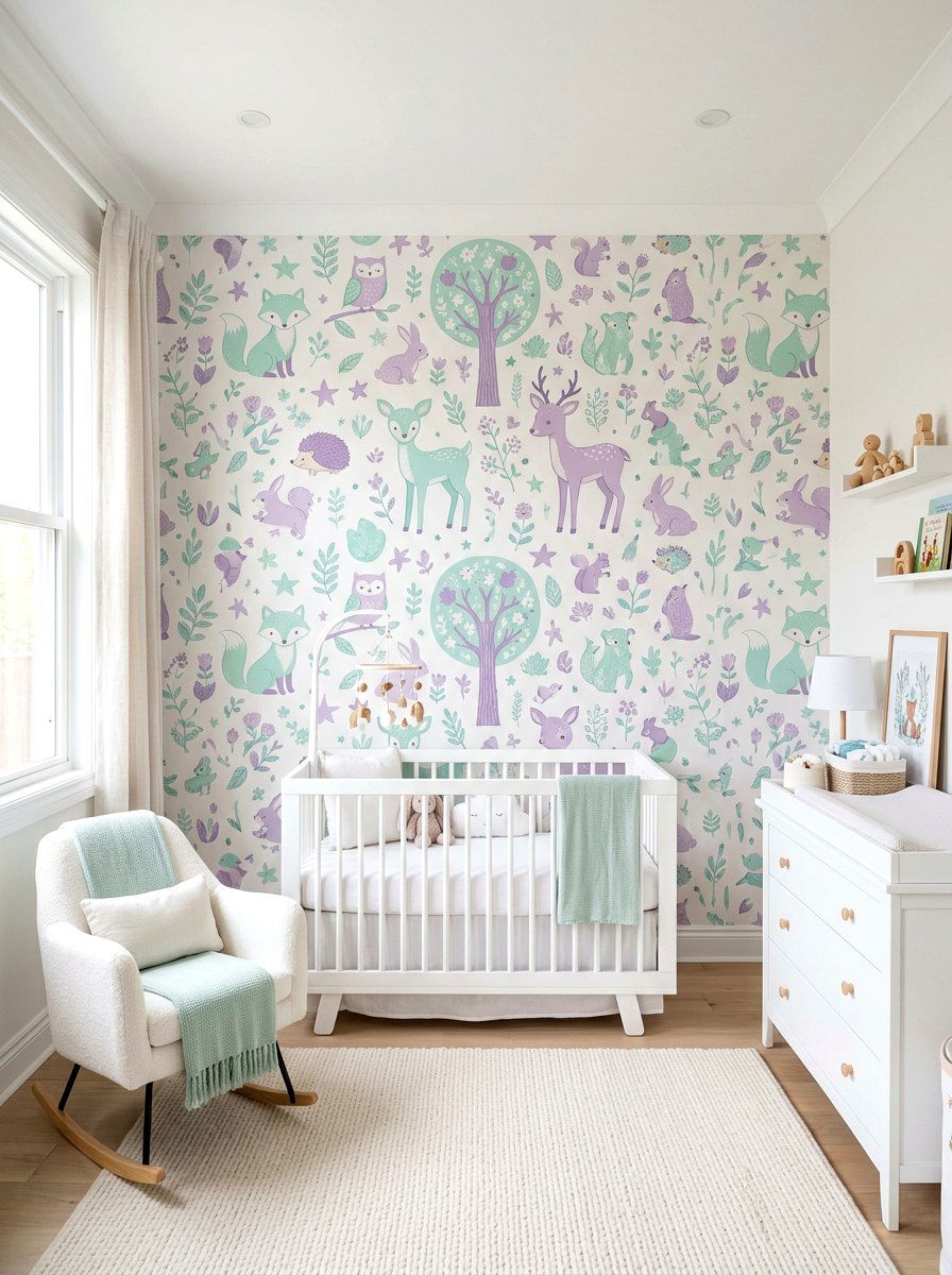 Pastel Woodland Animal Wallpaper - 30 woodland wall mural nursery ideas