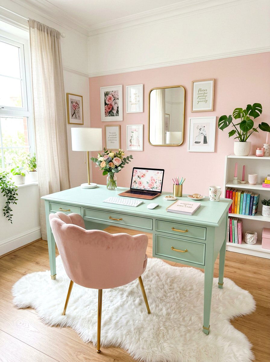 Pastel Writing Desk - 30 writing desk nook ideas
