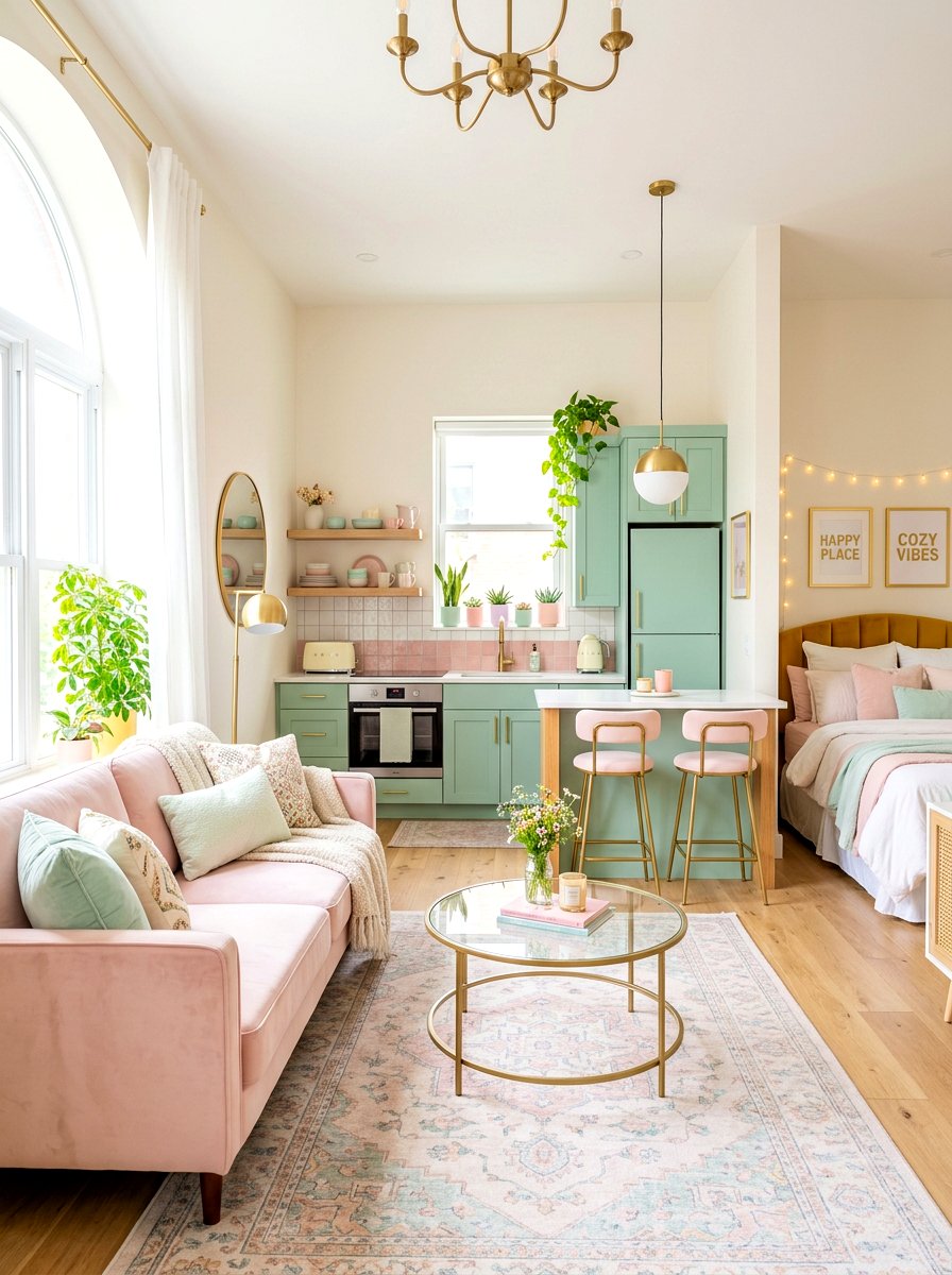 Pastel aesthetic studio apartment - 30 studio apartment vibe ideas