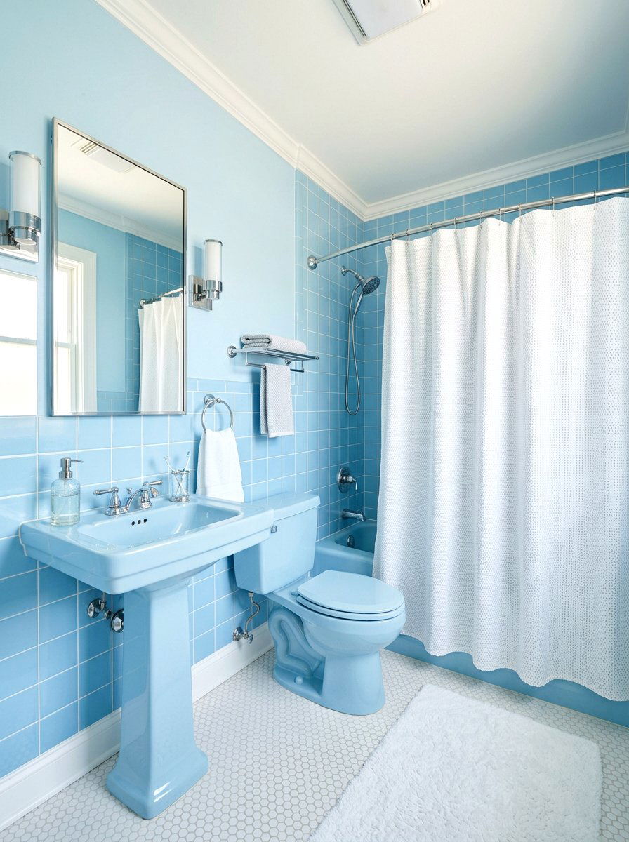 Pastel blue bathroom - 30 retro bathroom ideas