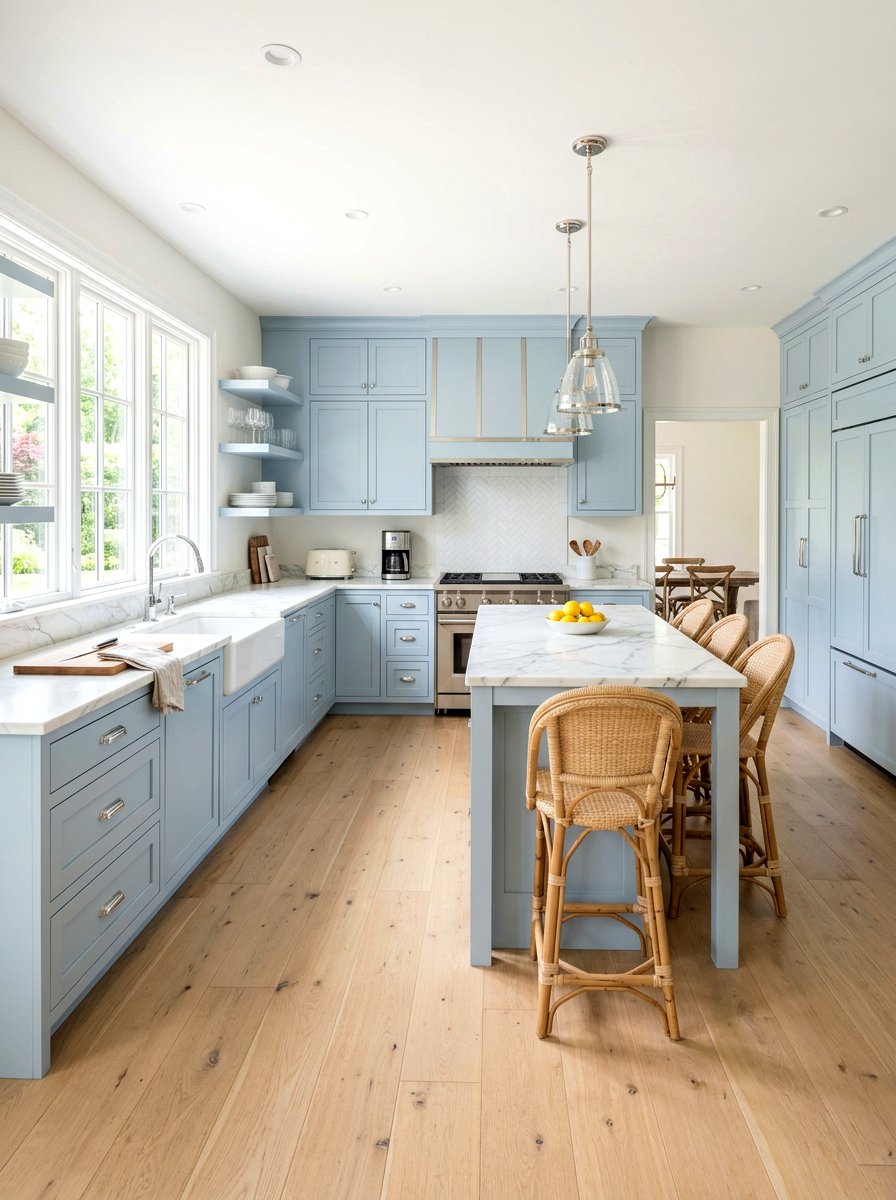 Pastel blue kitchen cabinets - 30 French country kitchen ideas