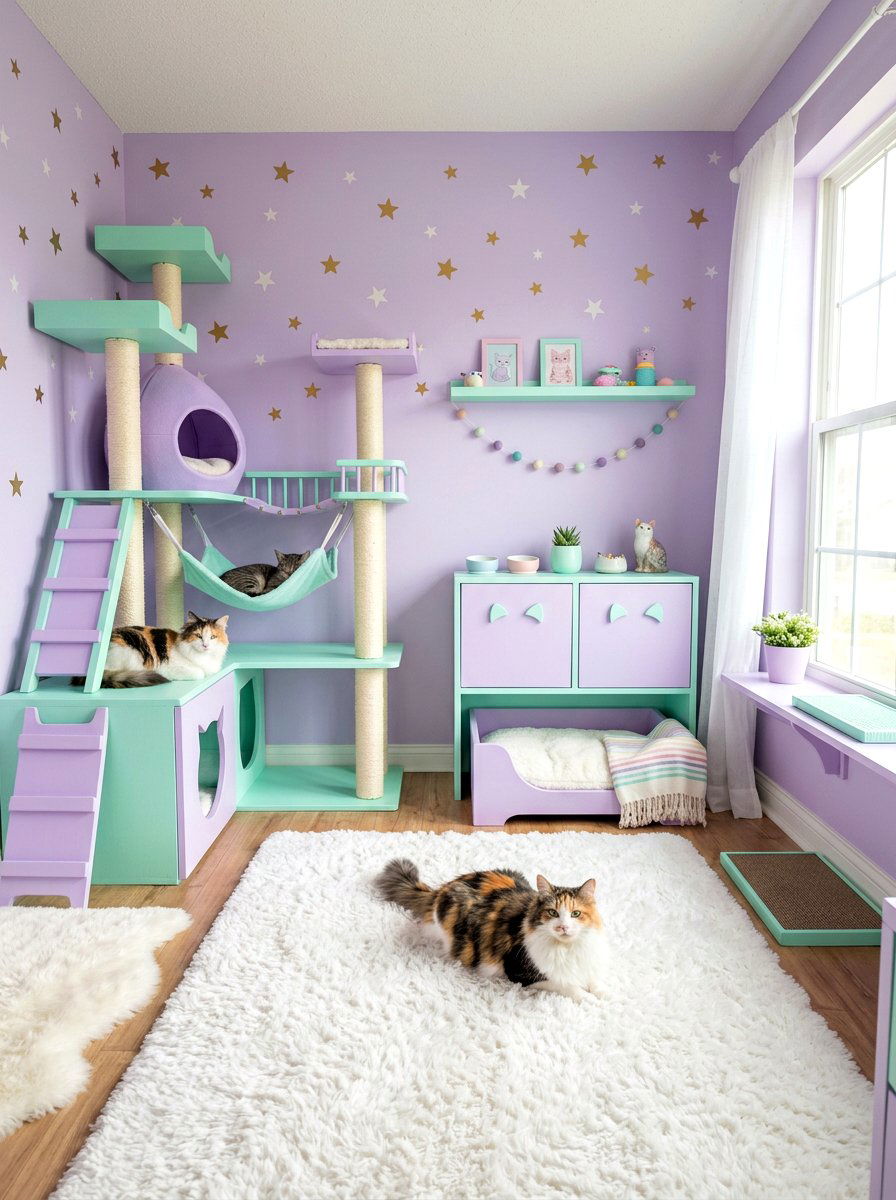 Pastel cat room - 30 cat room aesthetic ideas