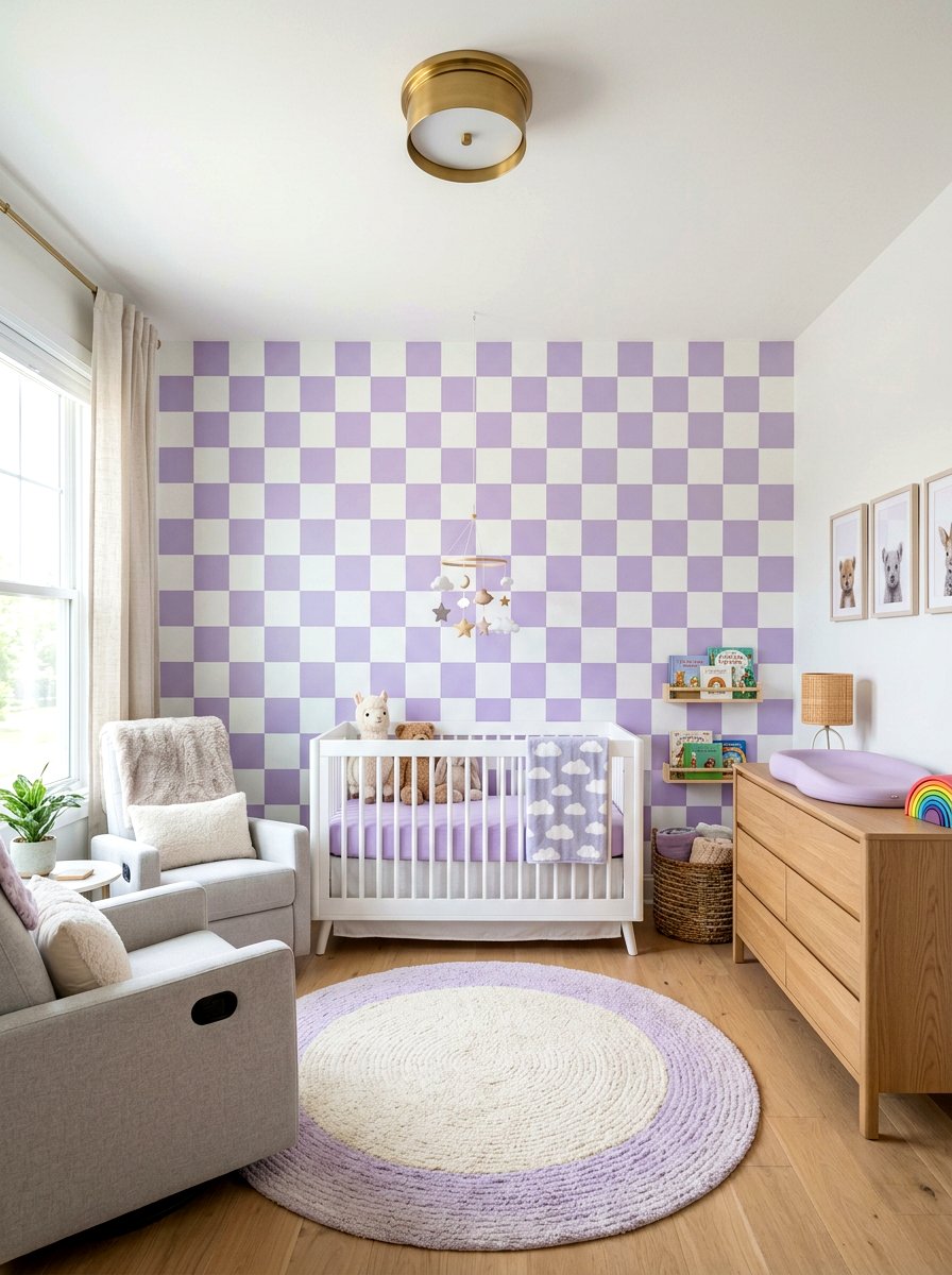 Pastel checkerboard nursery walls - 30 checkerboard decor ideas