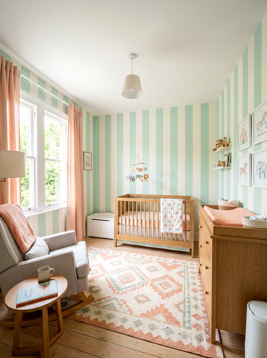 Pastel circus stripe nursery - 30 circus stripe kids room ideas