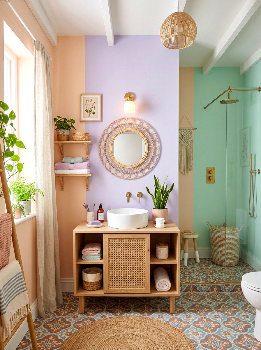Pastel color block bathroom - 30 color blocked bathroom ideas