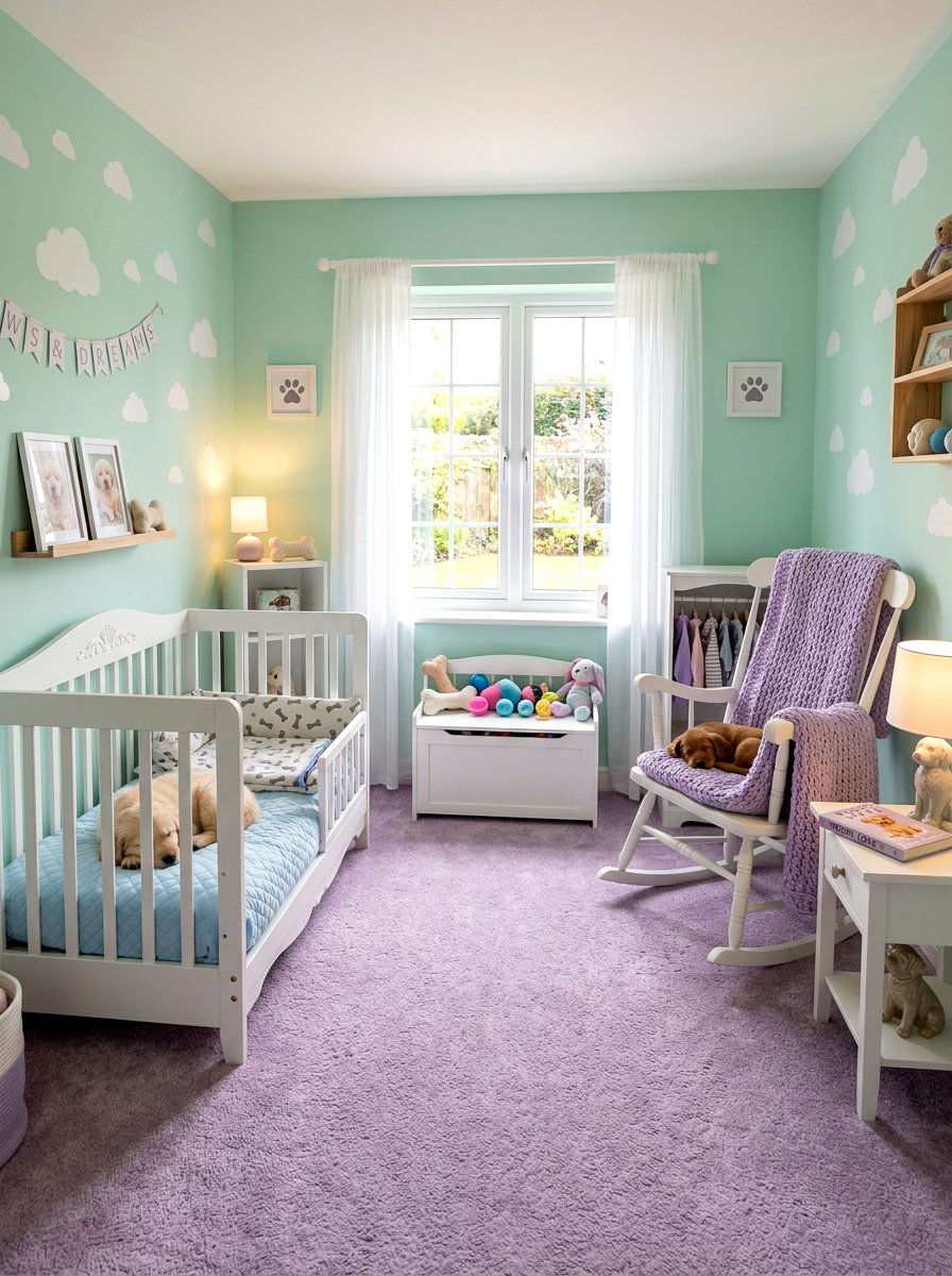 Pastel color dog nursery - 30 Pinterest dog room ideas
