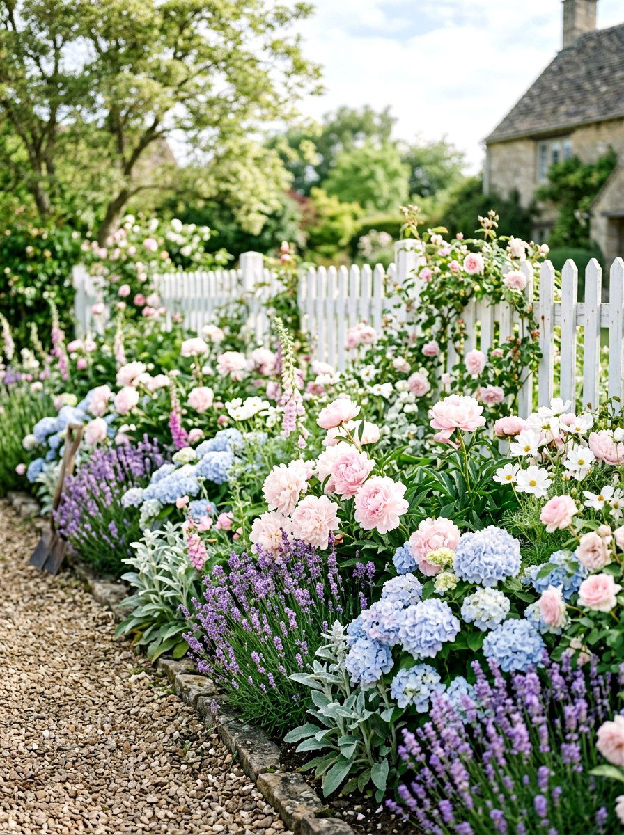Pastel color palette flower bed - 30 flower bed layout ideas