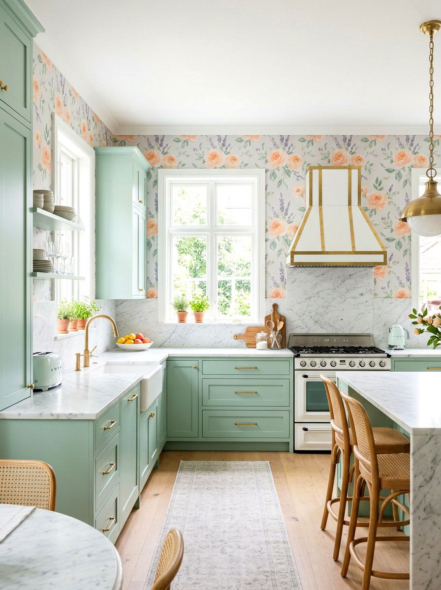 Pastel floral kitchen wallpaper - 30 floral kitchen wallpaper ideas