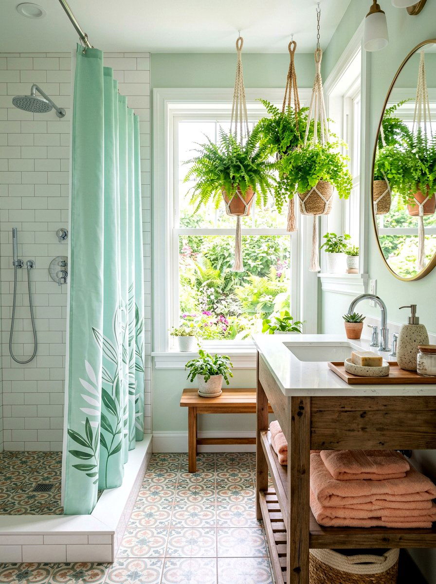 Pastel garden bathroom - 30 garden inspired spring decor ideas