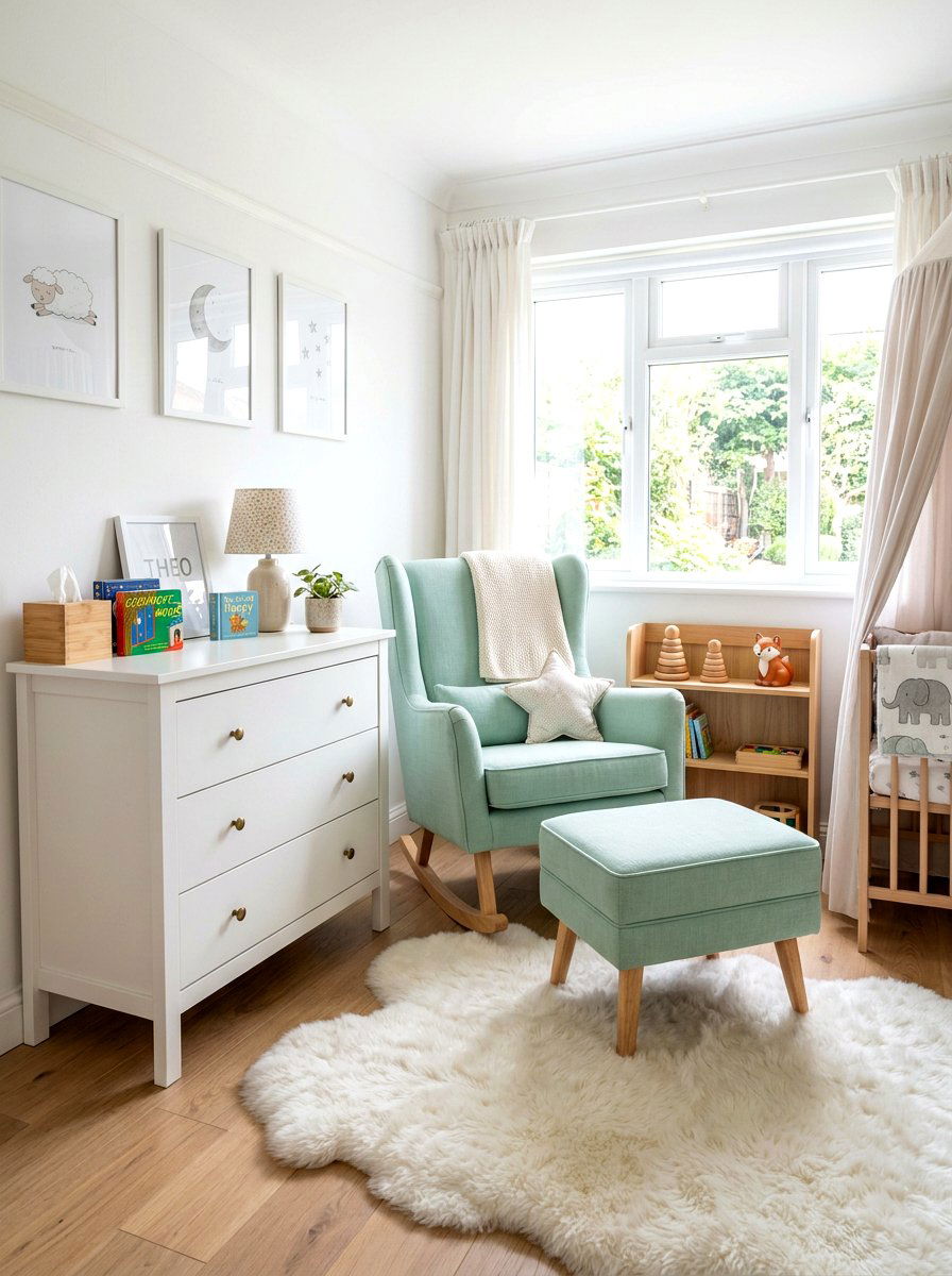 Pastel nursery chair - 30 skirted chair ideas