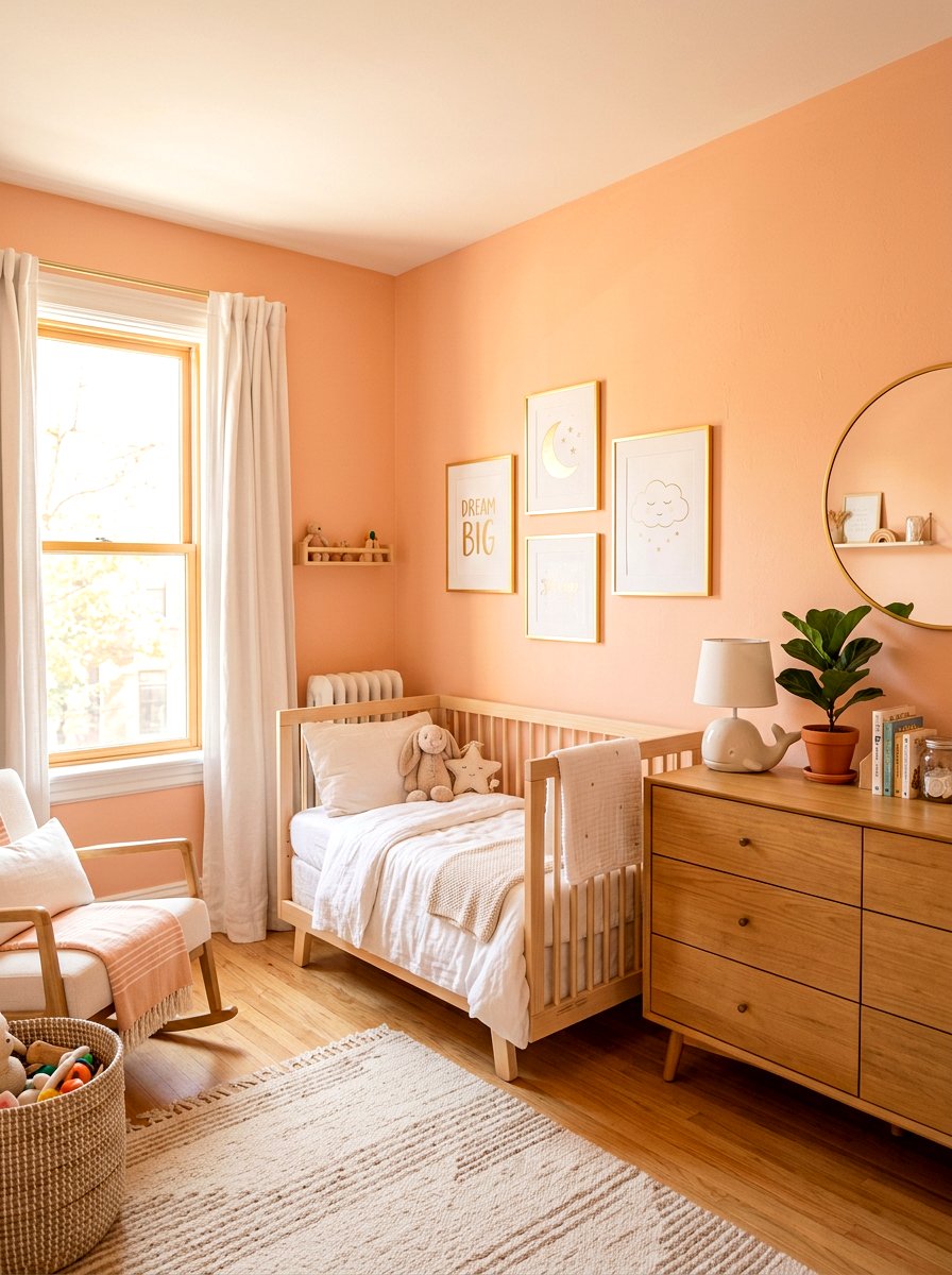 Pastel peach nursery paint - 30 romantic baby room ideas