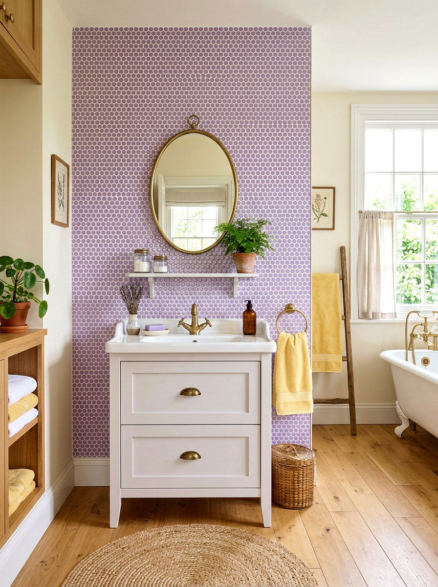 Pastel penny tile bathroom - 30 penny tile bathroom ideas