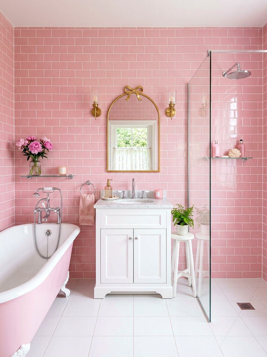 Pastel pink bathroom tiles - 30 coquette bathroom ideas