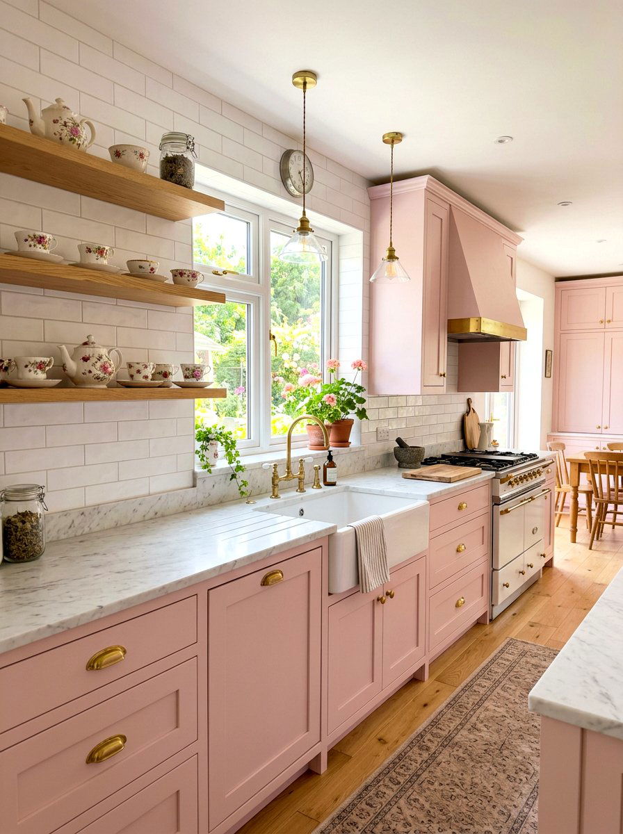 Pastel pink kitchen - 30 shabby chic decor ideas