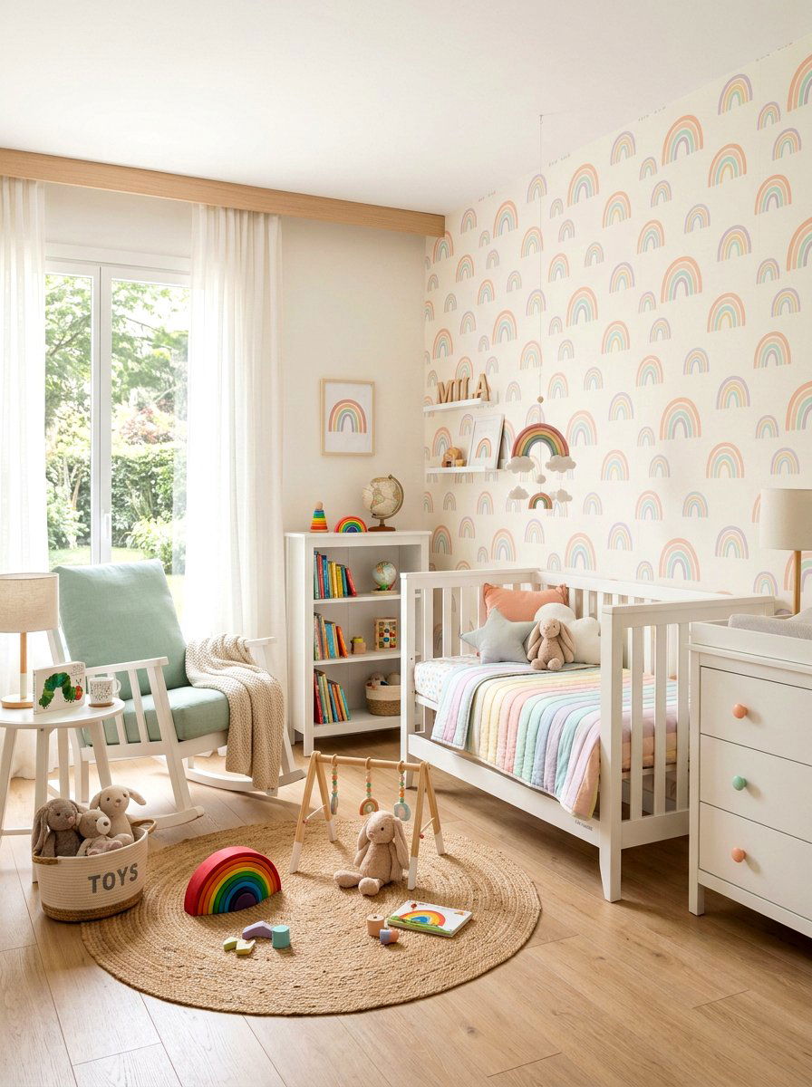 Pastel rainbow nursery wallpaper - 30 nursery wallpaper ideas