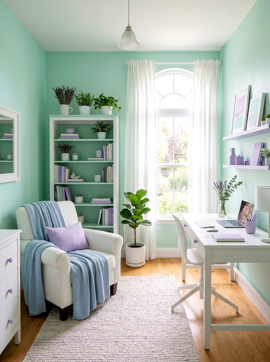 Pastel room colors - 30 feminine home studio ideas