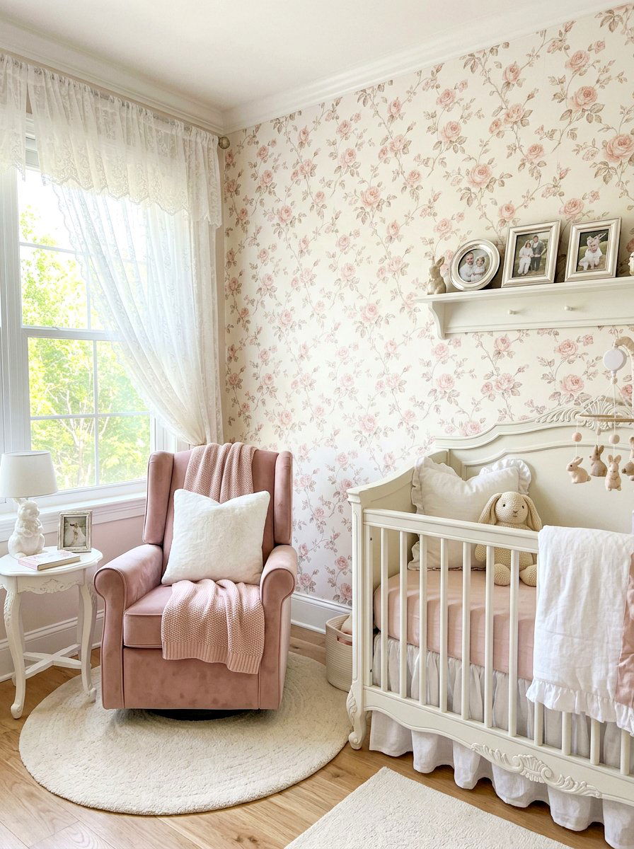 Pastel rose nursery wallpaper - 30 floral nursery wallpaper ideas