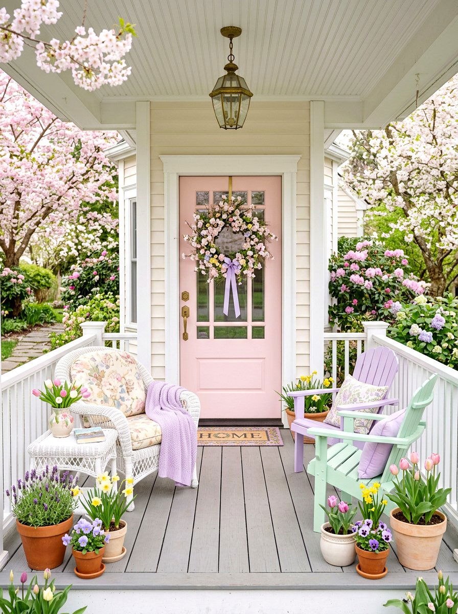 Pastel spring porch - 30 seasonal front porch ideas