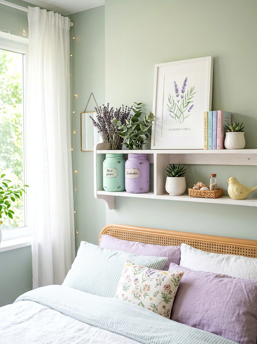 Pastel summer shelf - 30 summer shelf decor ideas