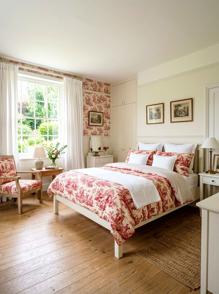 Pastoral toile classic bedroom - 30 toile bedroom ideas