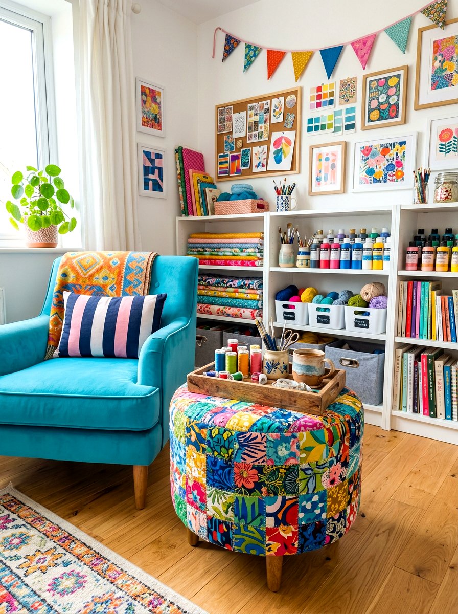Patchwork Fabric Side Table - 30 fabric covered side table ideas