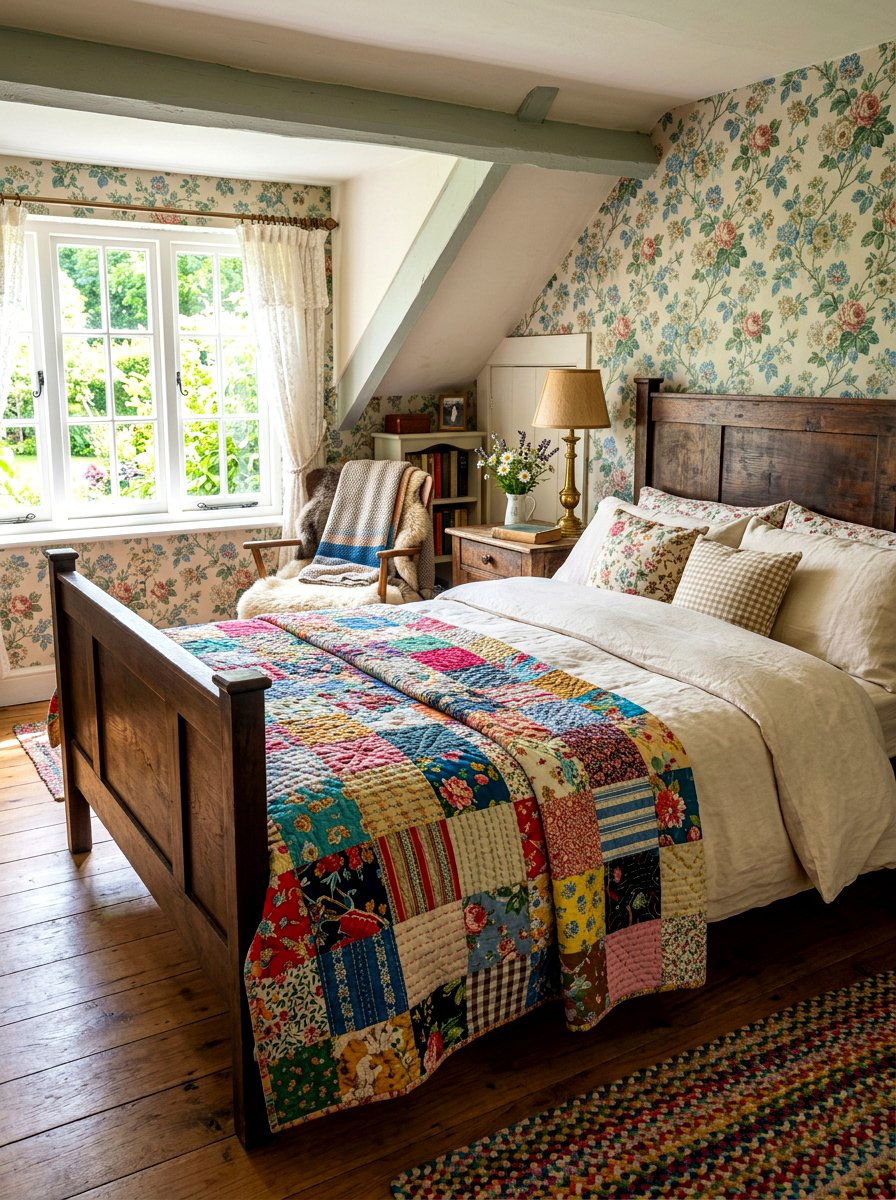 Patchwork Quilt Blanket - 30 thrifted home decor ideas