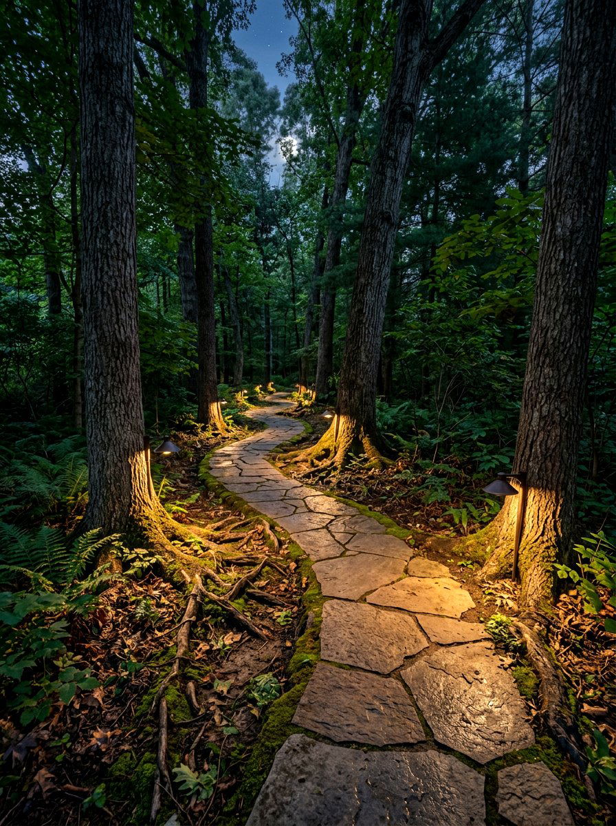 Pathway Light Under Tree - 30 tree lighting ideas