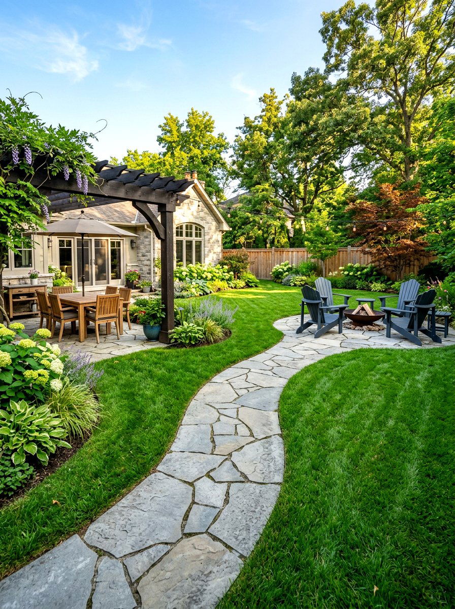 Patio Connection Path - 30 stone walkway ideas